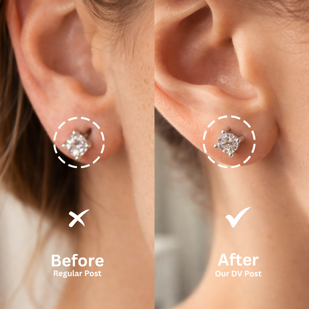 DOVIANA Extra Secure DV Logo Earring Lifter Backs for Heavy or Droopy Earrings with Comfortable Silicone Posts
