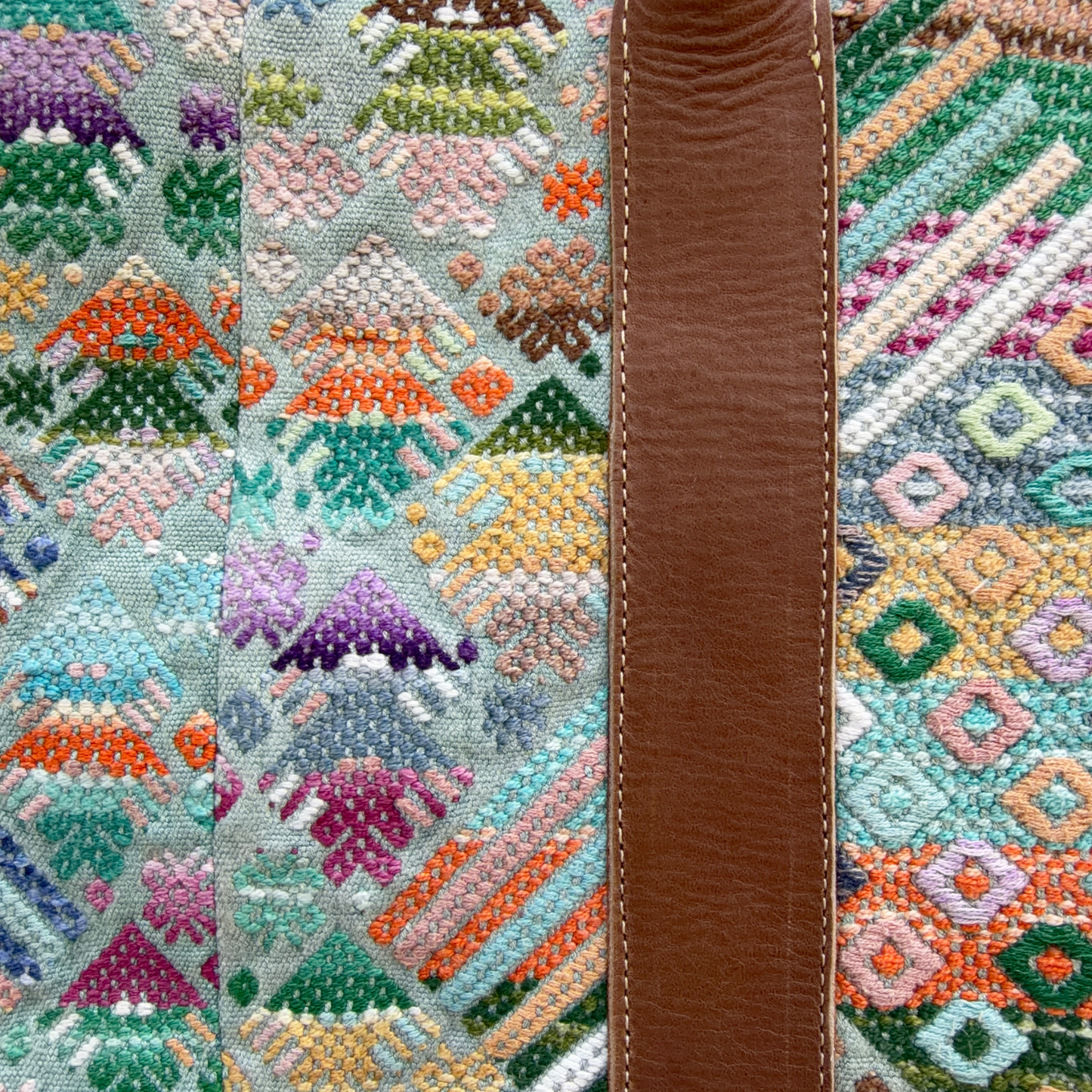 Handwoven Vintage Huipil Leather Tote