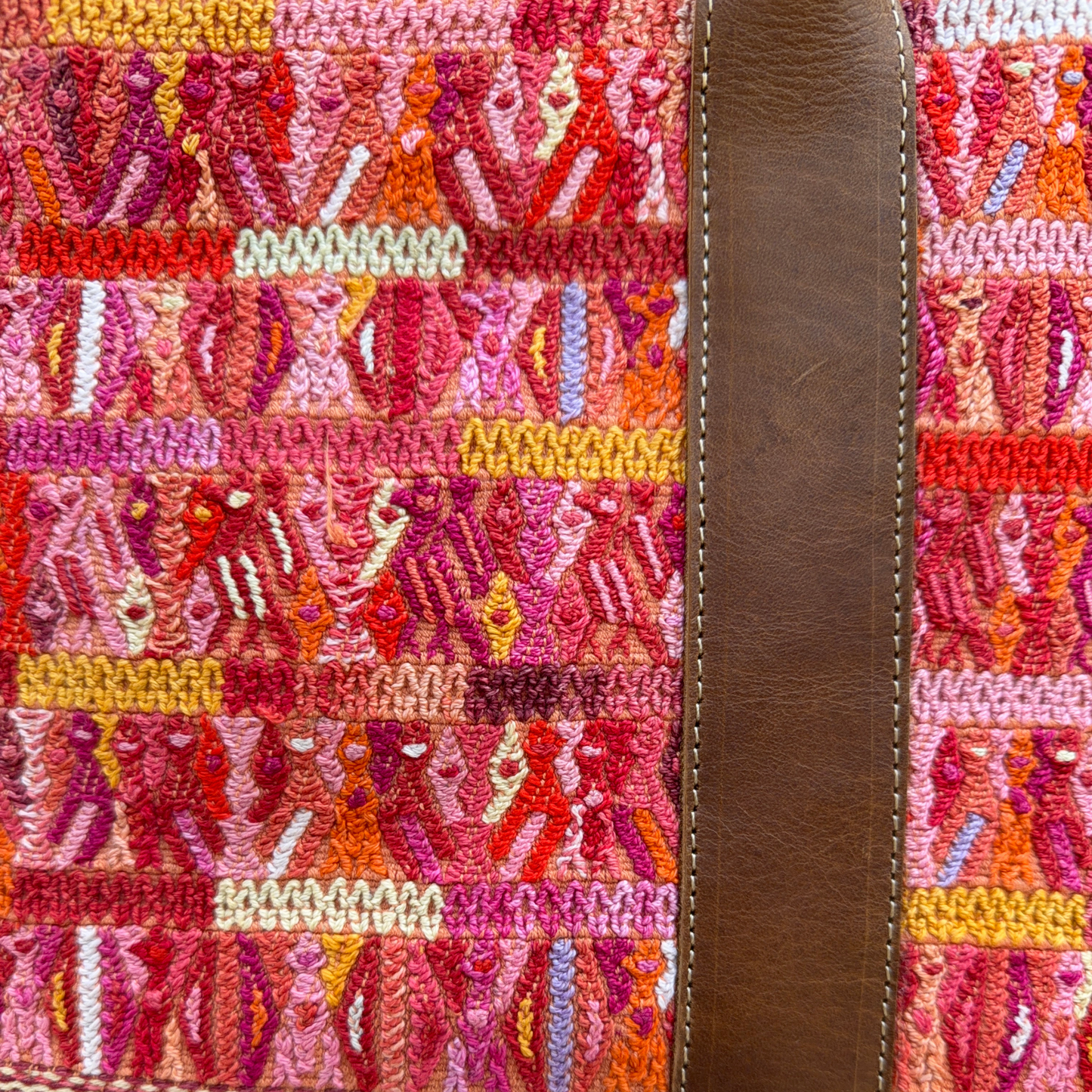 Handwoven Vintage Huipil Leather Tote