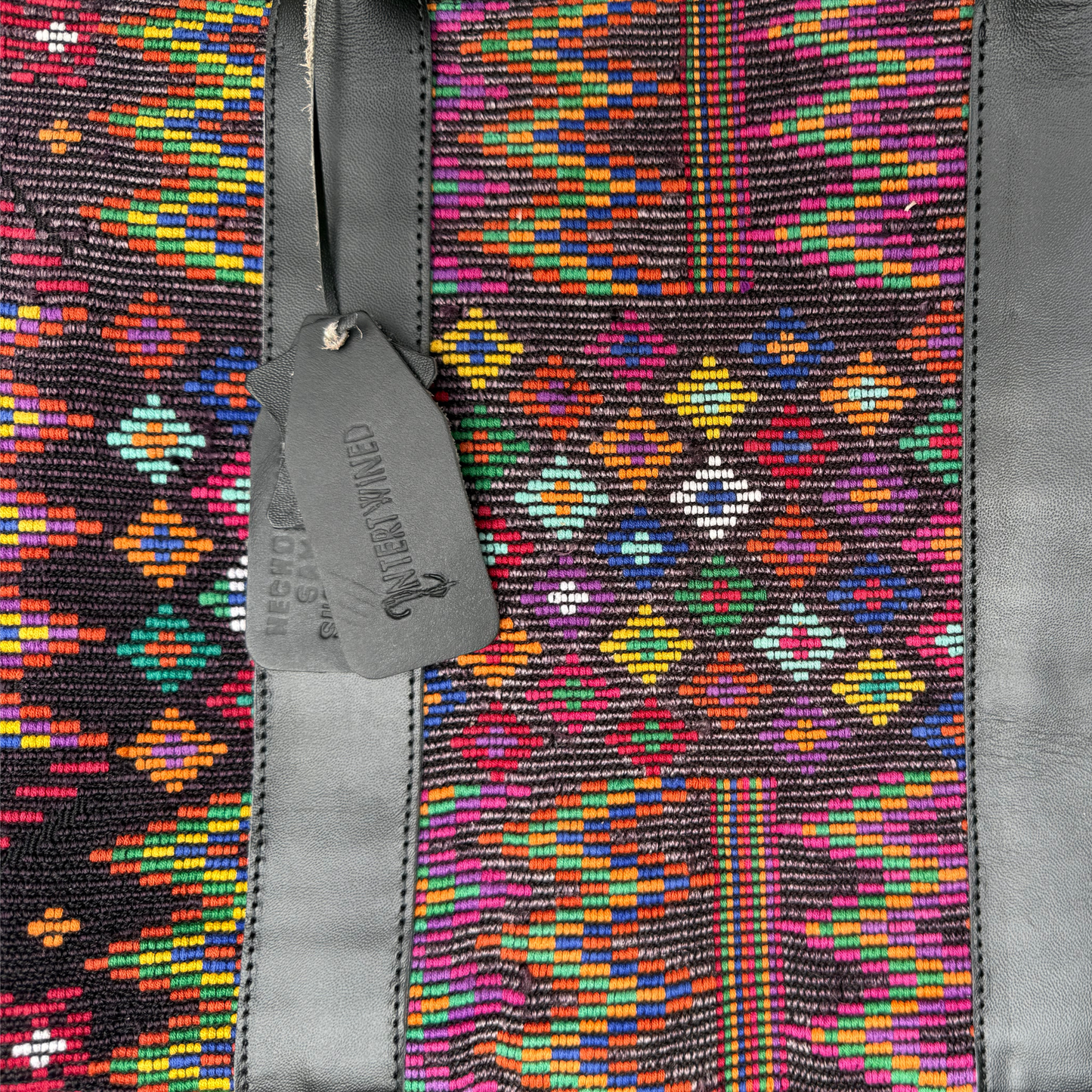 Handwoven Vintage Huipil Leather Tote