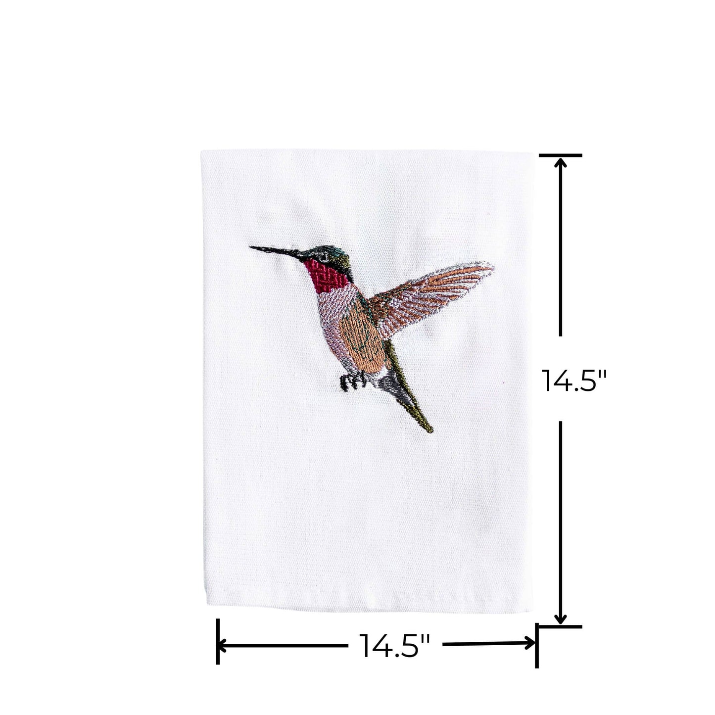 Hummingbird cotton cloth napkin embroidery detail close-up