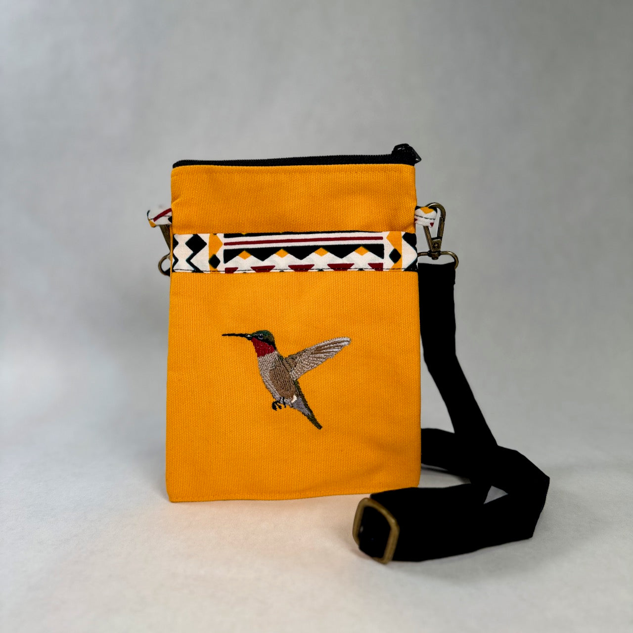 Hummingbird Embroidered Canvas Crossbody Bag | Essentials