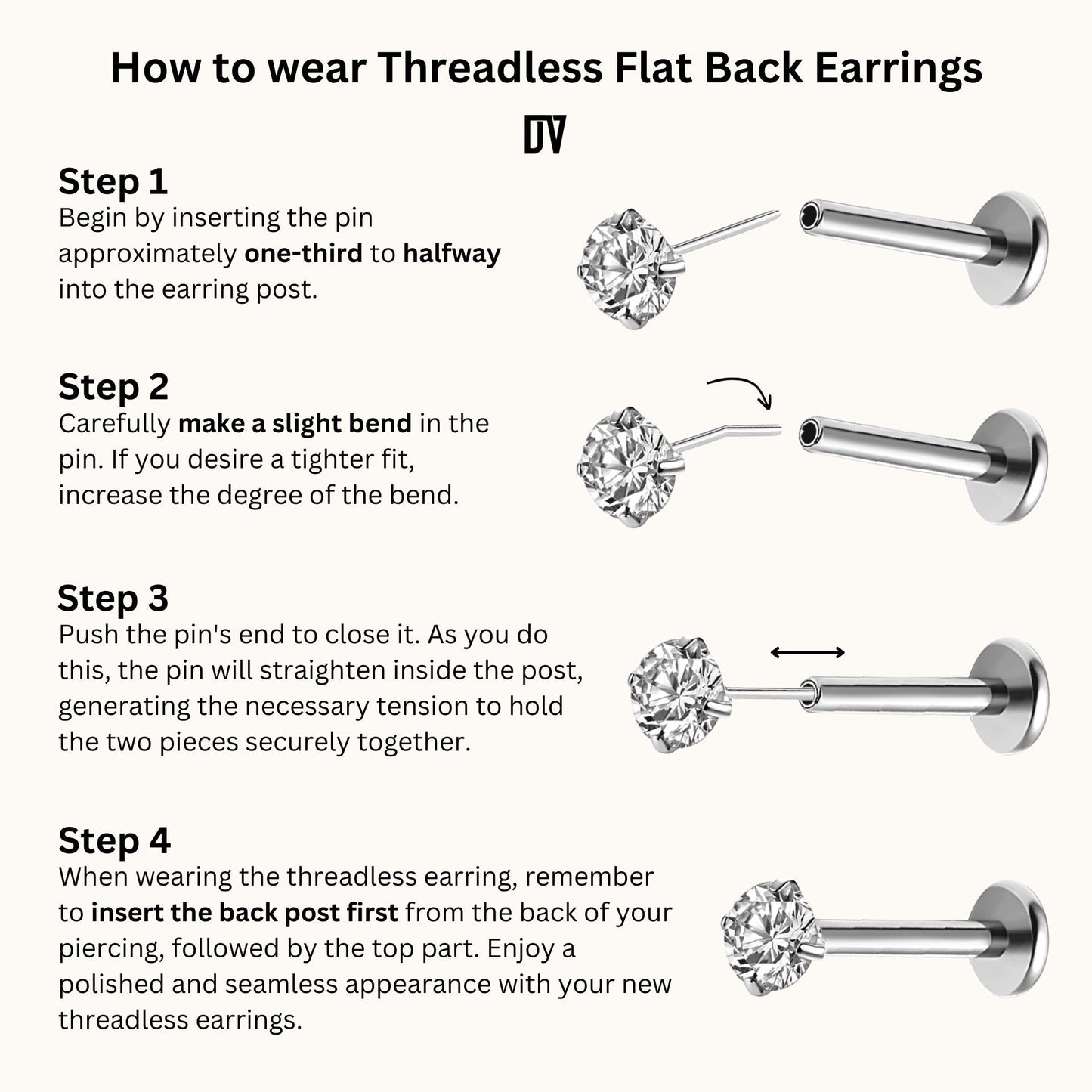 Petite Star Threadless Labret Titanium Flat Back Earring