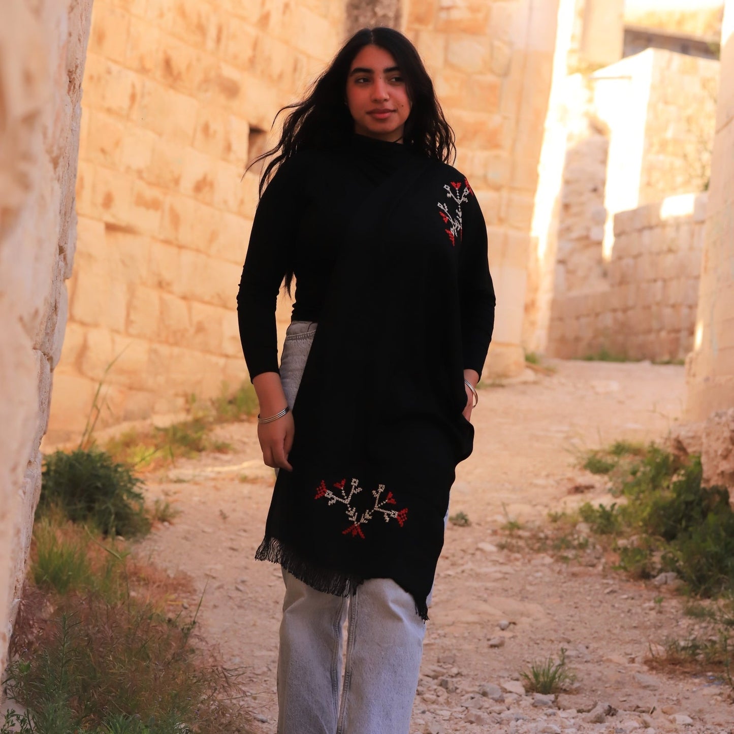 Tatreez Scarf - Black