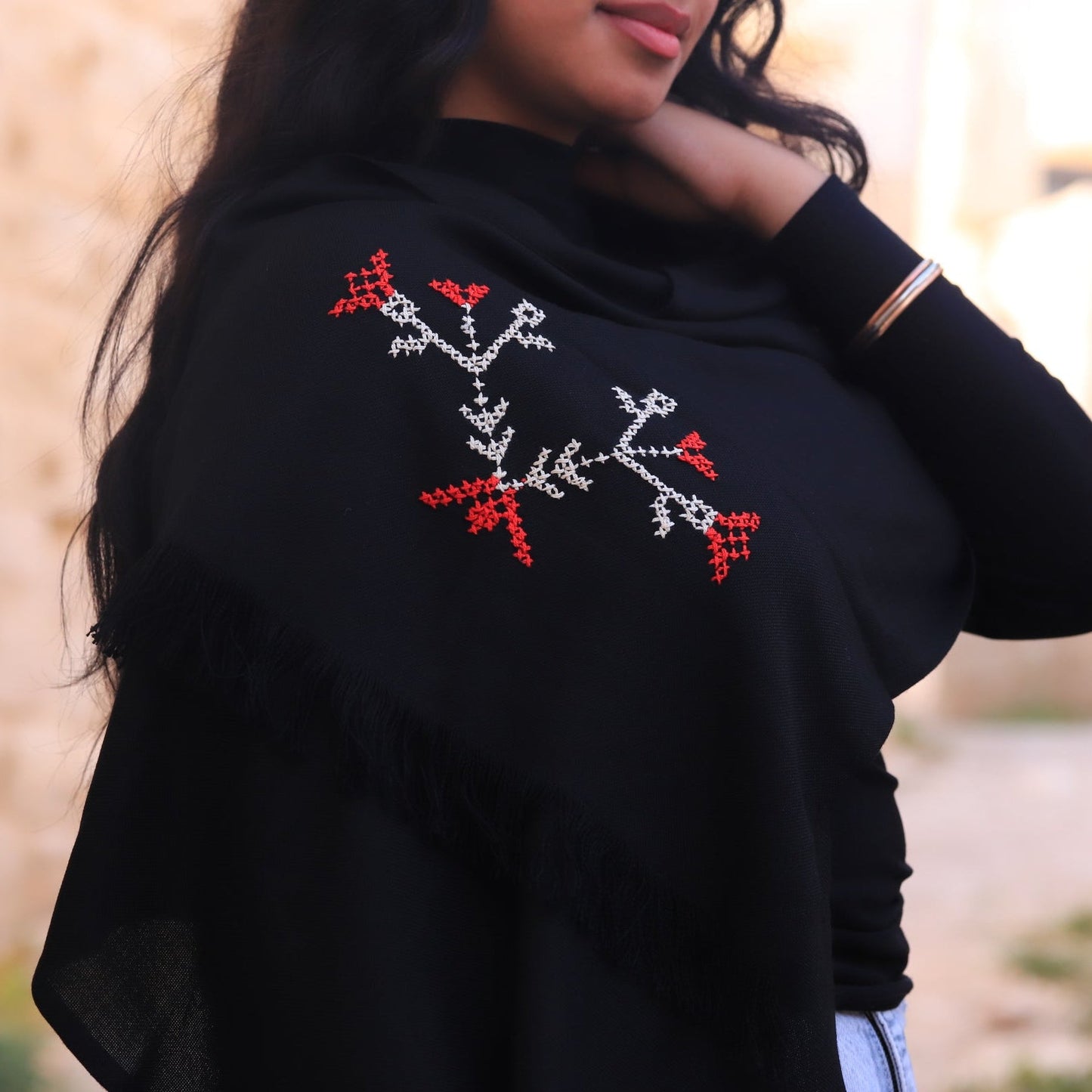 Tatreez Scarf - Black