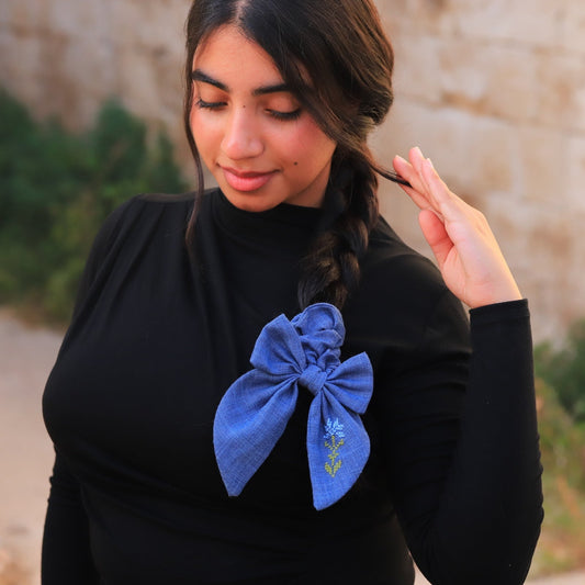 Bow Scrunchie - Blue