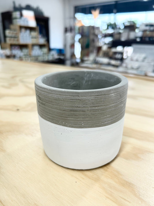 Concrete White + Grey Planter