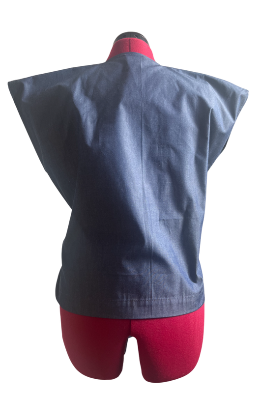 No sleeves denim kimono top