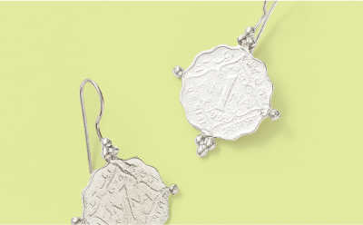 Sikka Silver Coin Dangle Earrings