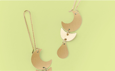 Rajani Moon Phase Gold Drop Earrings
