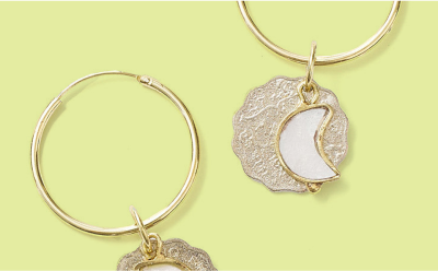 Sikka Coin Dangle Hoop Earring