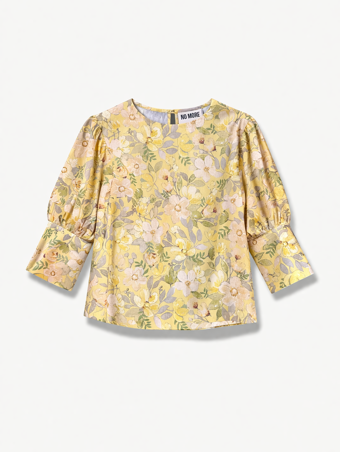 Yellow Big Floral Cotton Voile Blouse - Iwona | No More Nobody