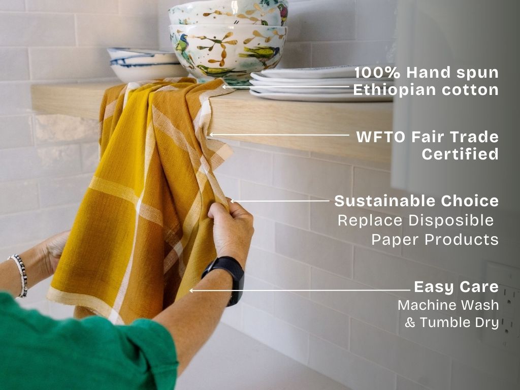 Jane kitchen towel in bronze with key features
