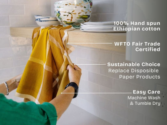 Jane kitchen towel in bronze with key features
