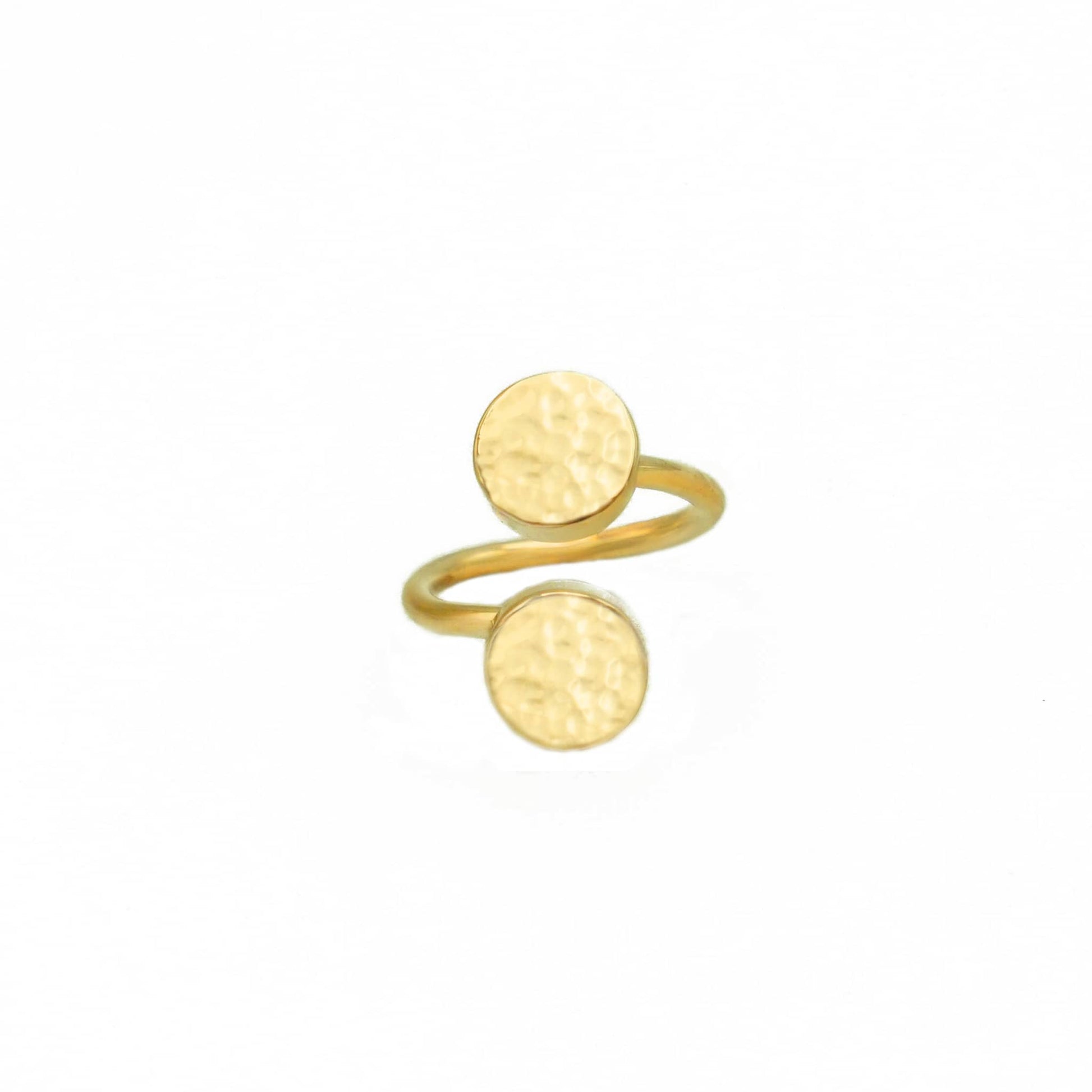 Java Adjustable Two Hammered Disc Ring