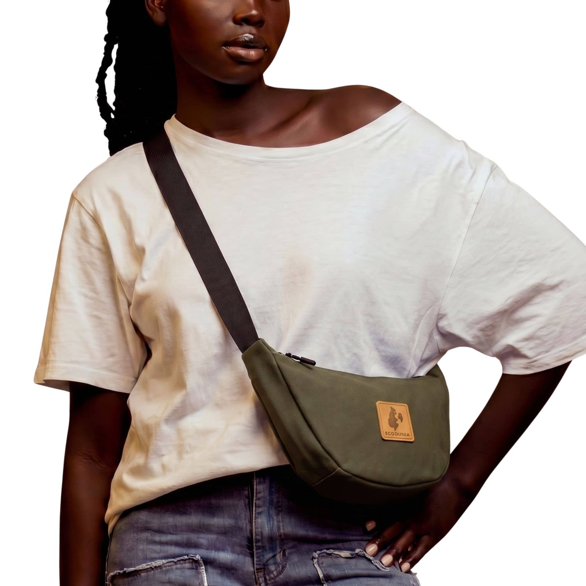 Canvas Forest Green Round Mini Shoulder Bag #color_green