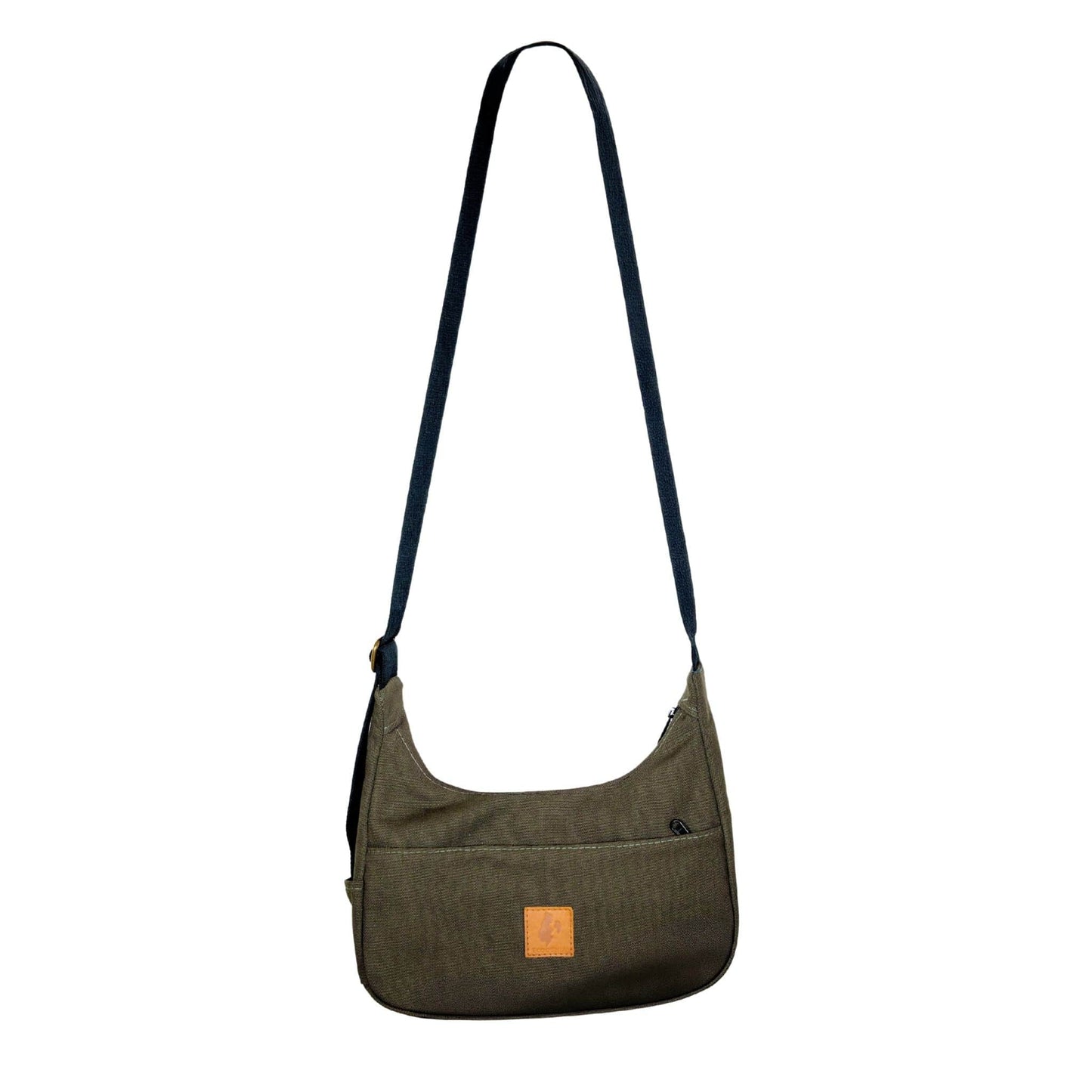 Jungle Green Canvas Shoulder Crescent Bag #color_green