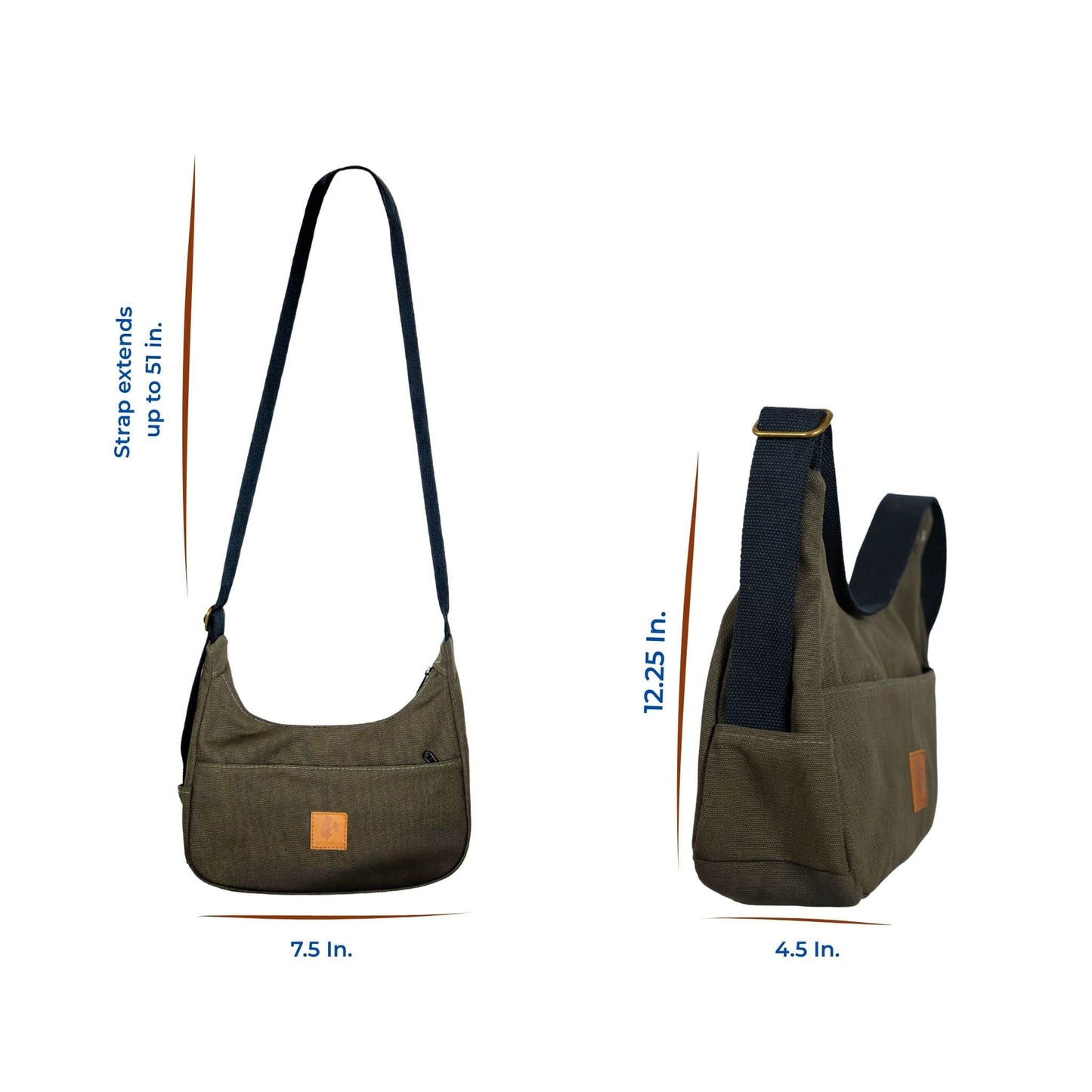 Green Canvas Shoulder Crescent Bag #color_green