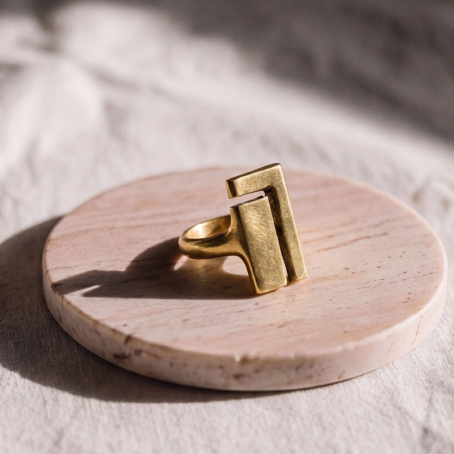 Geometric Open Square Brass Ring for Men & Women | Juzi