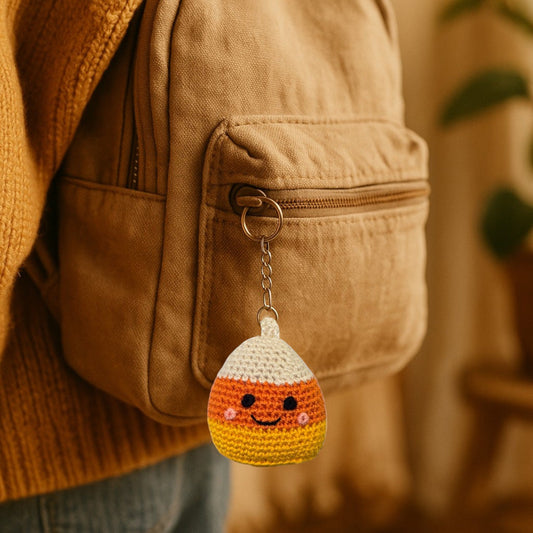 Crochet Candy Corn Keychain
