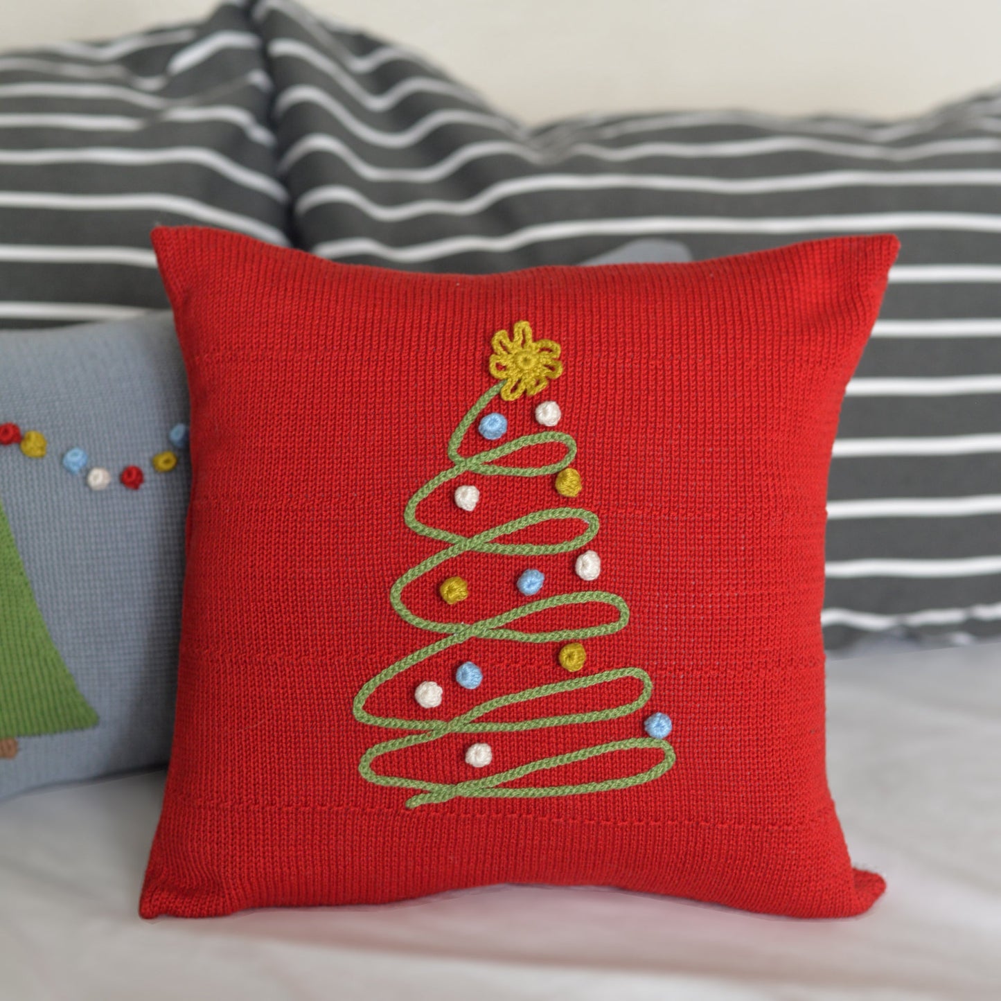 Spiral Holiday Tree Pillow 12"