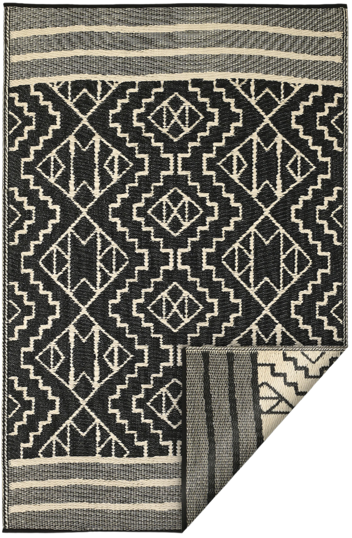 Kilimanjaro - Black Geometric Outdoor Rug for Patio FINAL SALE