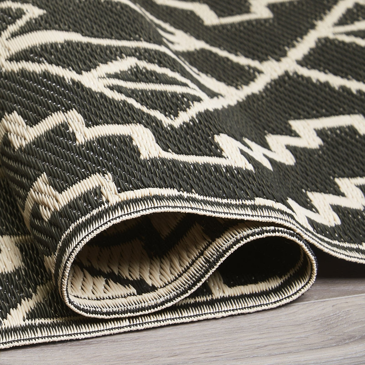 Kilimanjaro - Black Geometric Outdoor Rug for Patio FINAL SALE