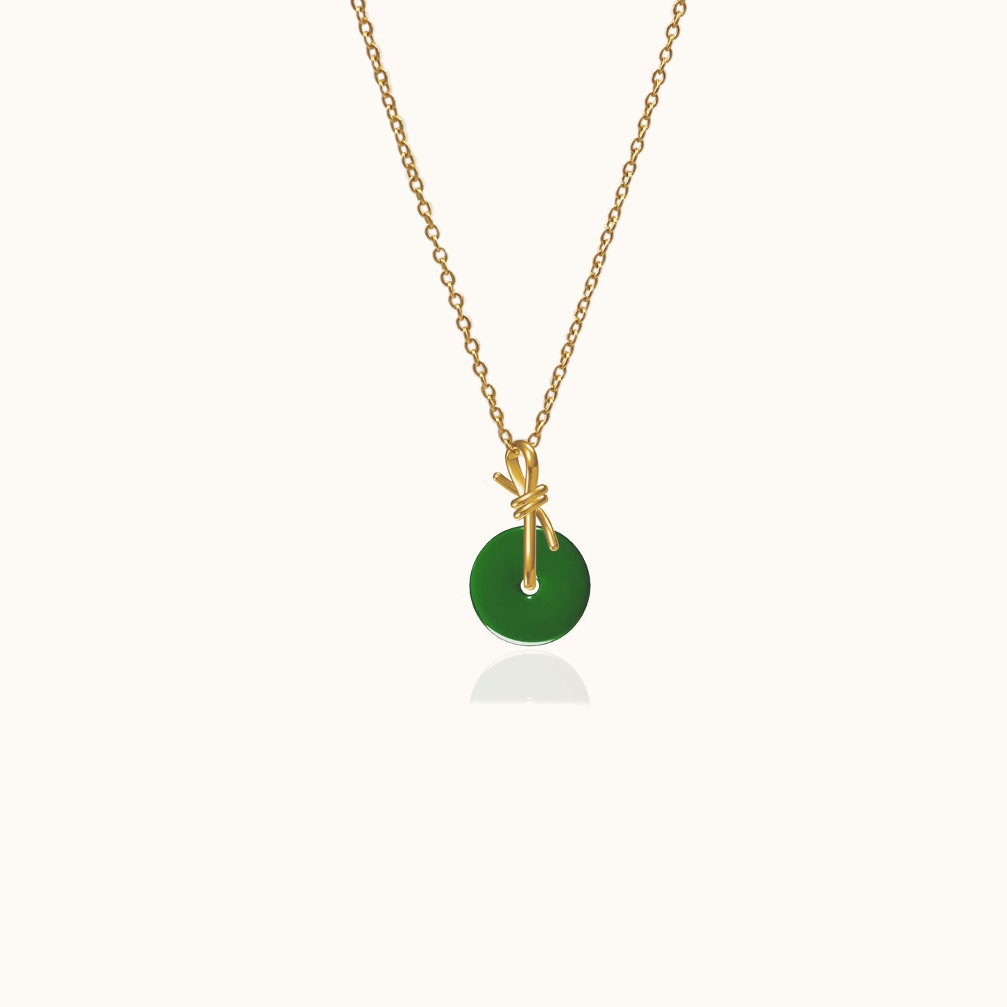 Knot Necklace with Green Jade
