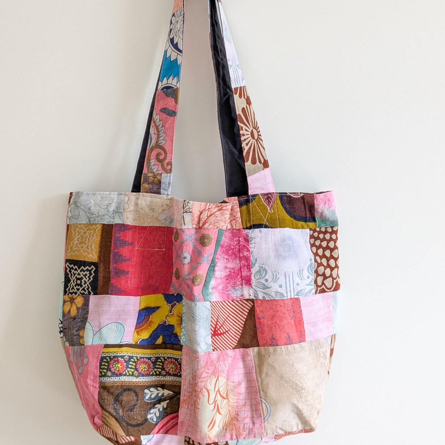 Colourful Sari Patchwork Tote Bags, Large Fair Trade Cotton Market Bags
