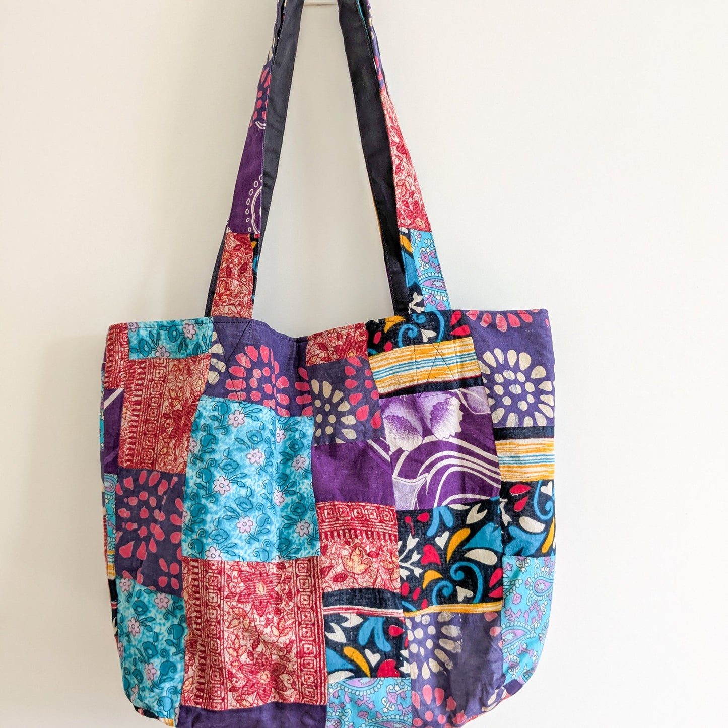 Colourful Sari Patchwork Tote Bags, Large Fair Trade Cotton Market Bags