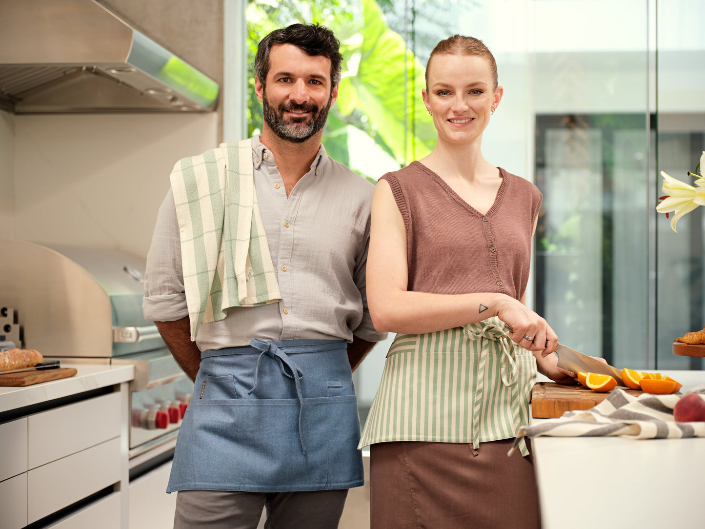 Waist Apron  - Striped Twill