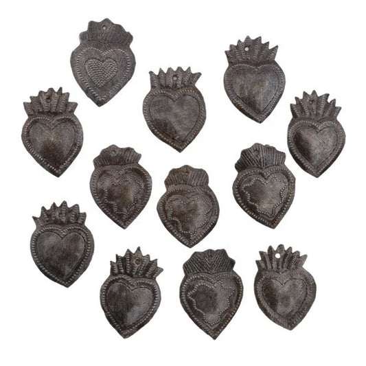 Hearts, Tiny Charms, Milagro Style, Fair Trade Metal Art Designs 1.5"x2"