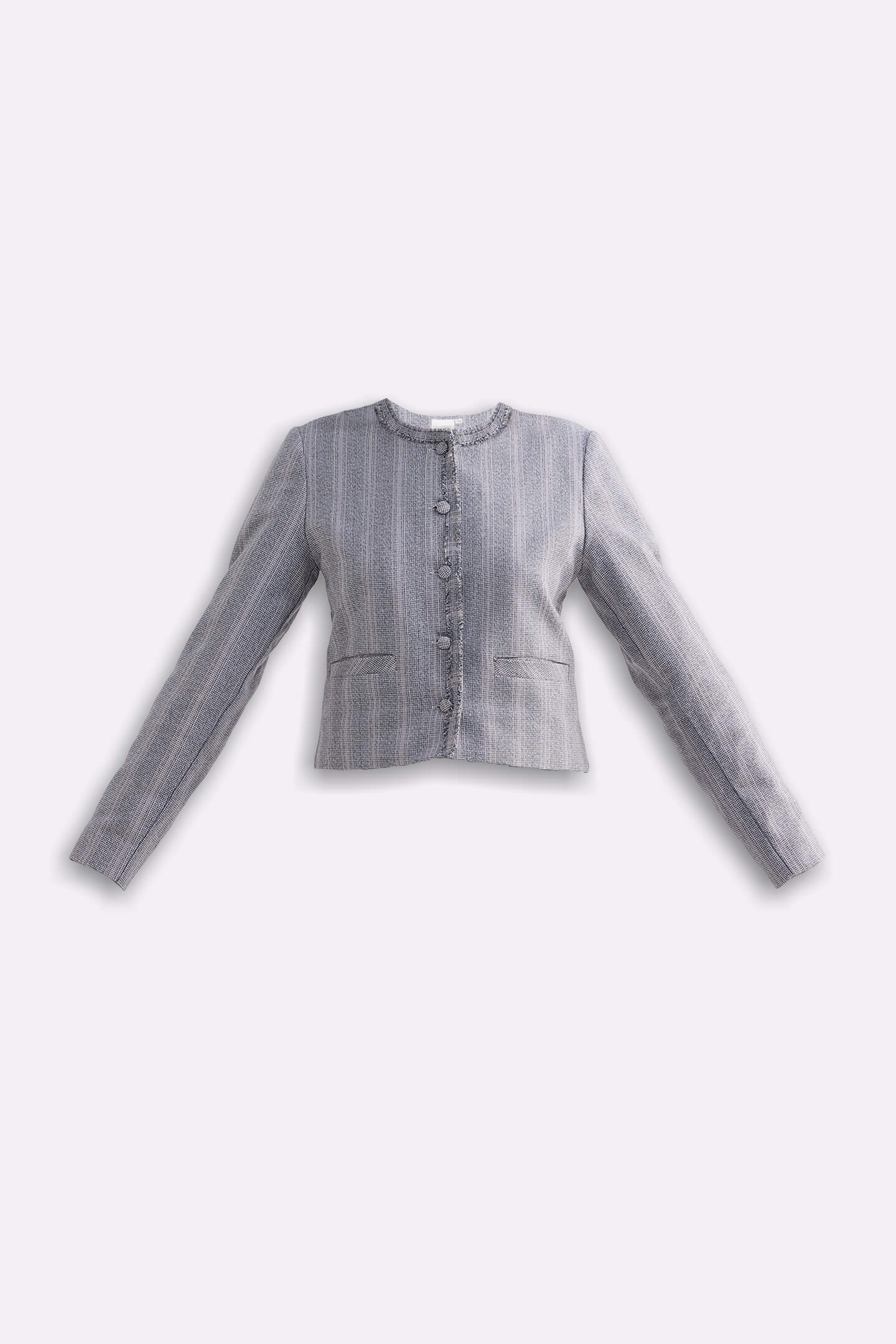 Lady Jacket in Grey Cotton Tweed Flat Lay