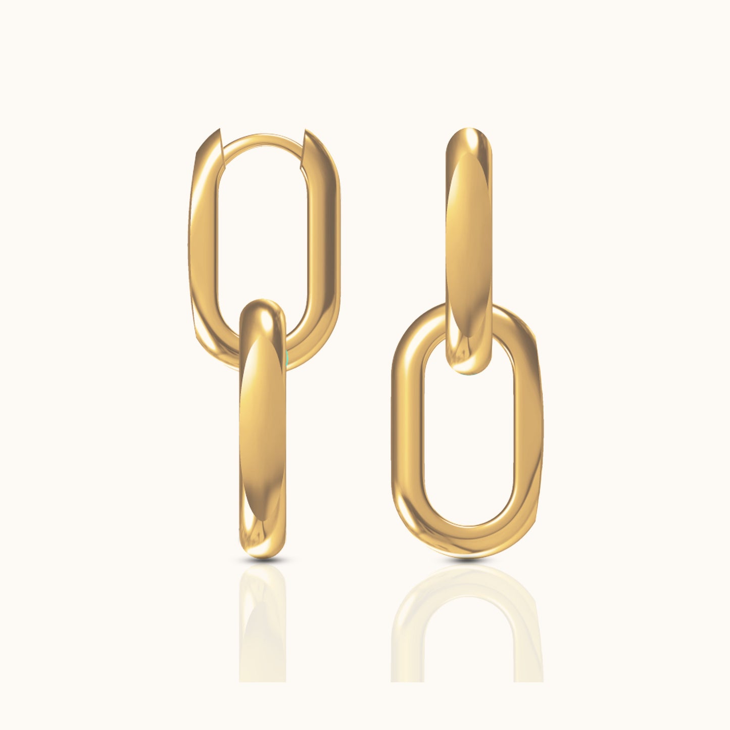 Large Paperclip Link Chain Dangle Hoop Earrings