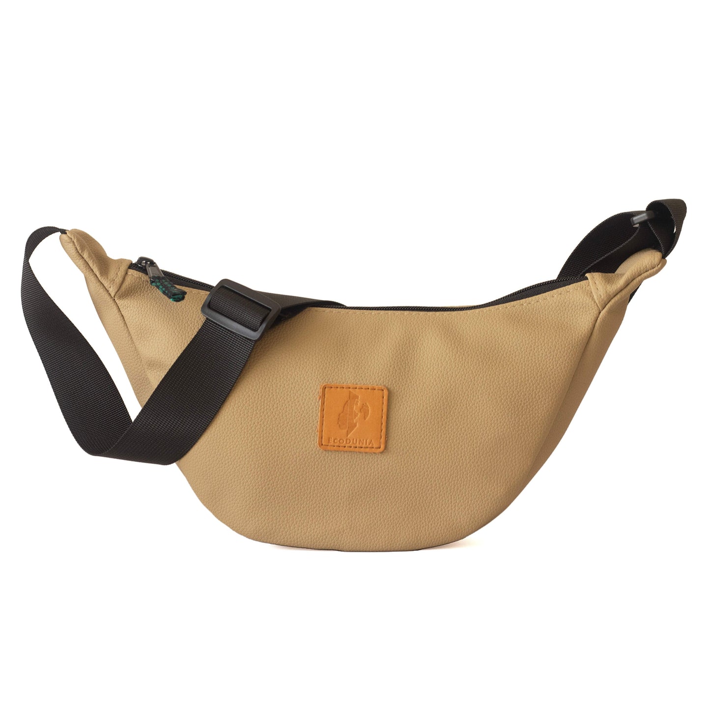 Round Mini Vegan Leather Crossbody Shoulder Bag #color_latte