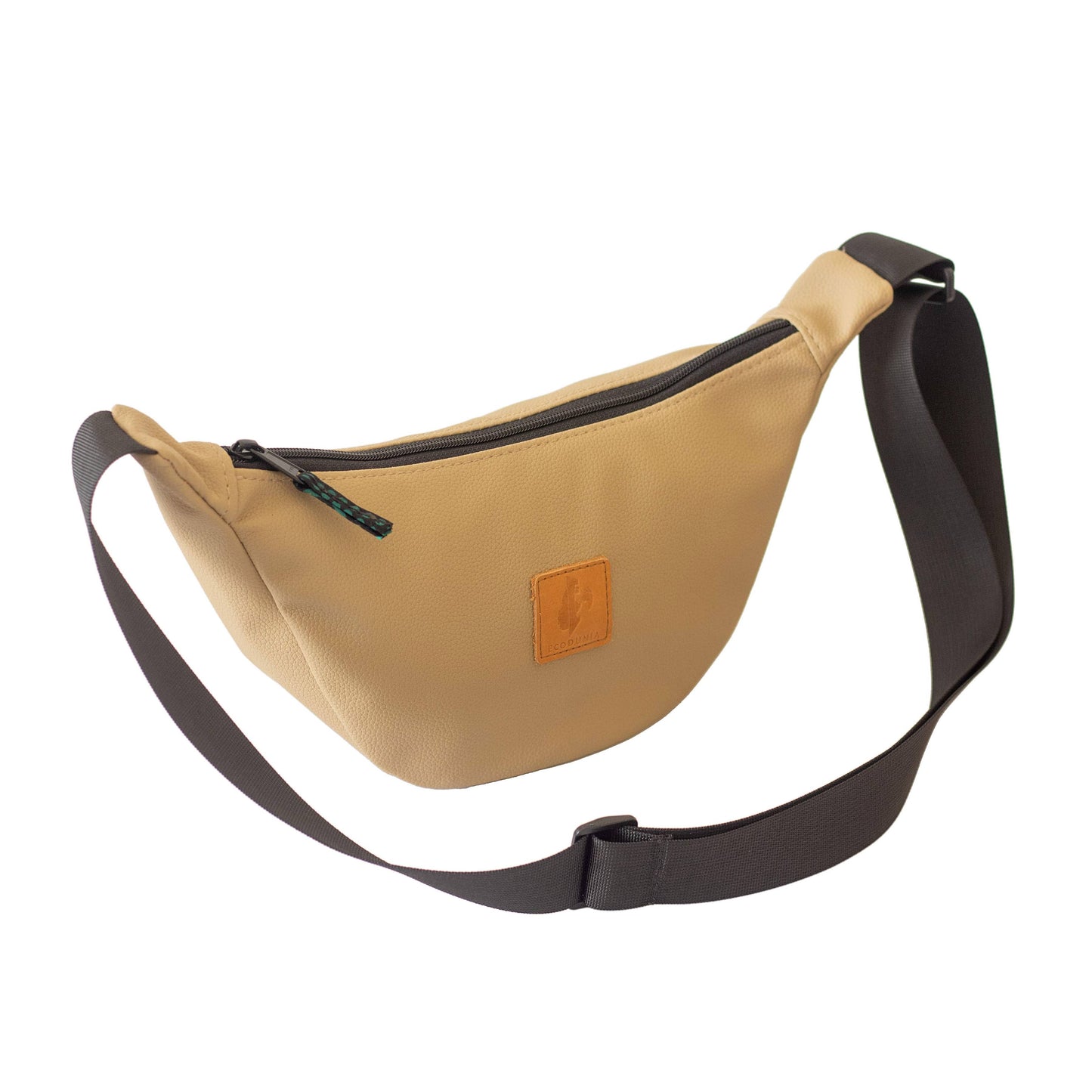Round Mini Vegan Leather Crossbody Shoulder Bag #color_latte