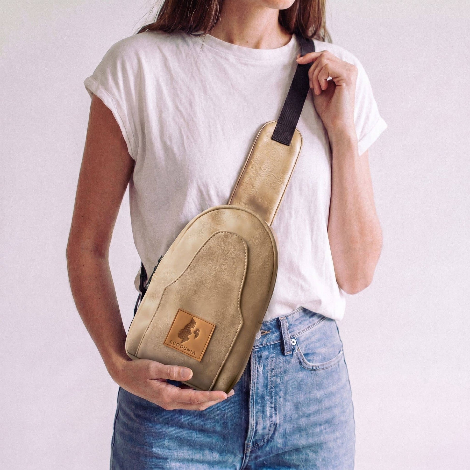 Buru latte vegan leather fashionable sling bag #color_latte