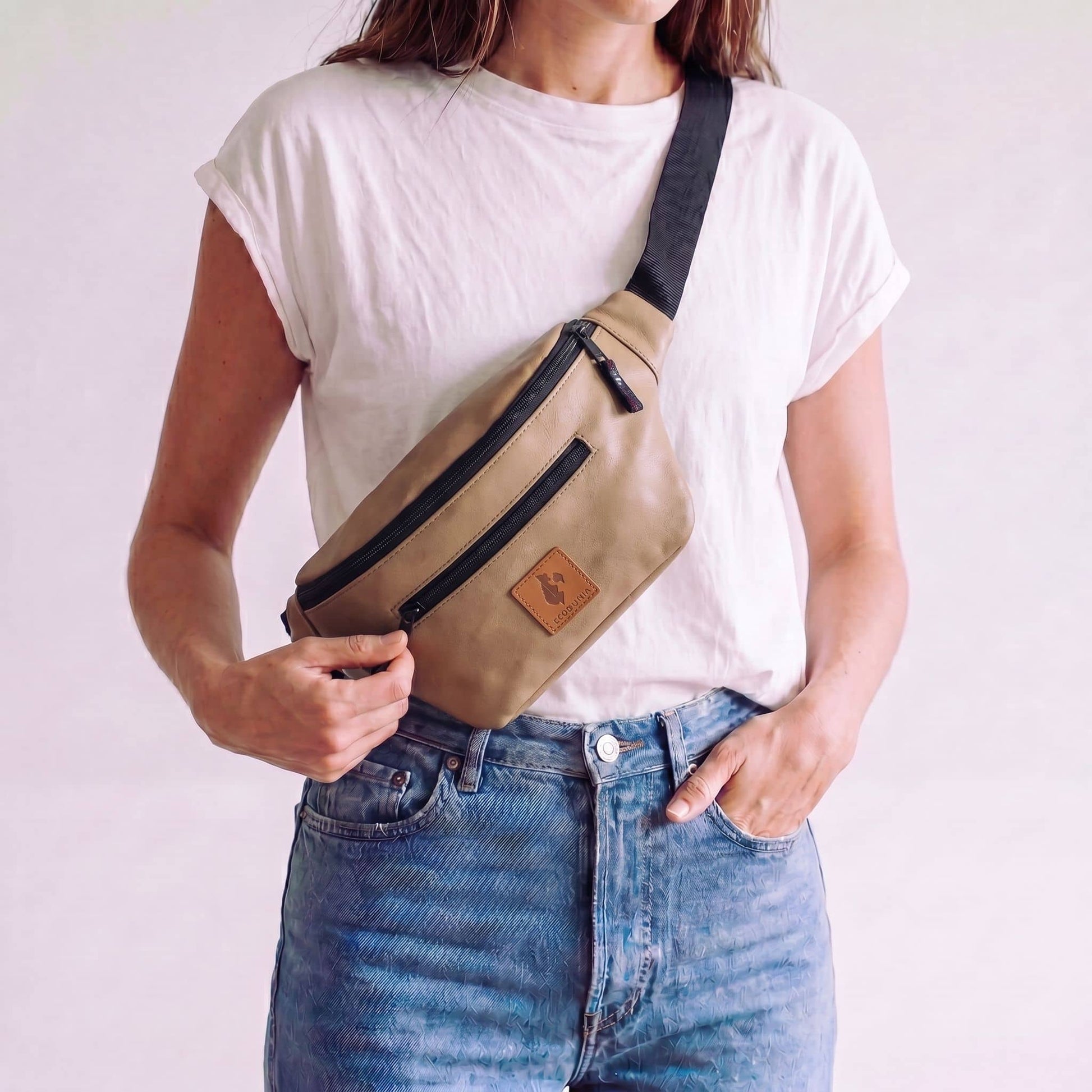 Latte Vegan Crossbody Fanny Pack #color_latte