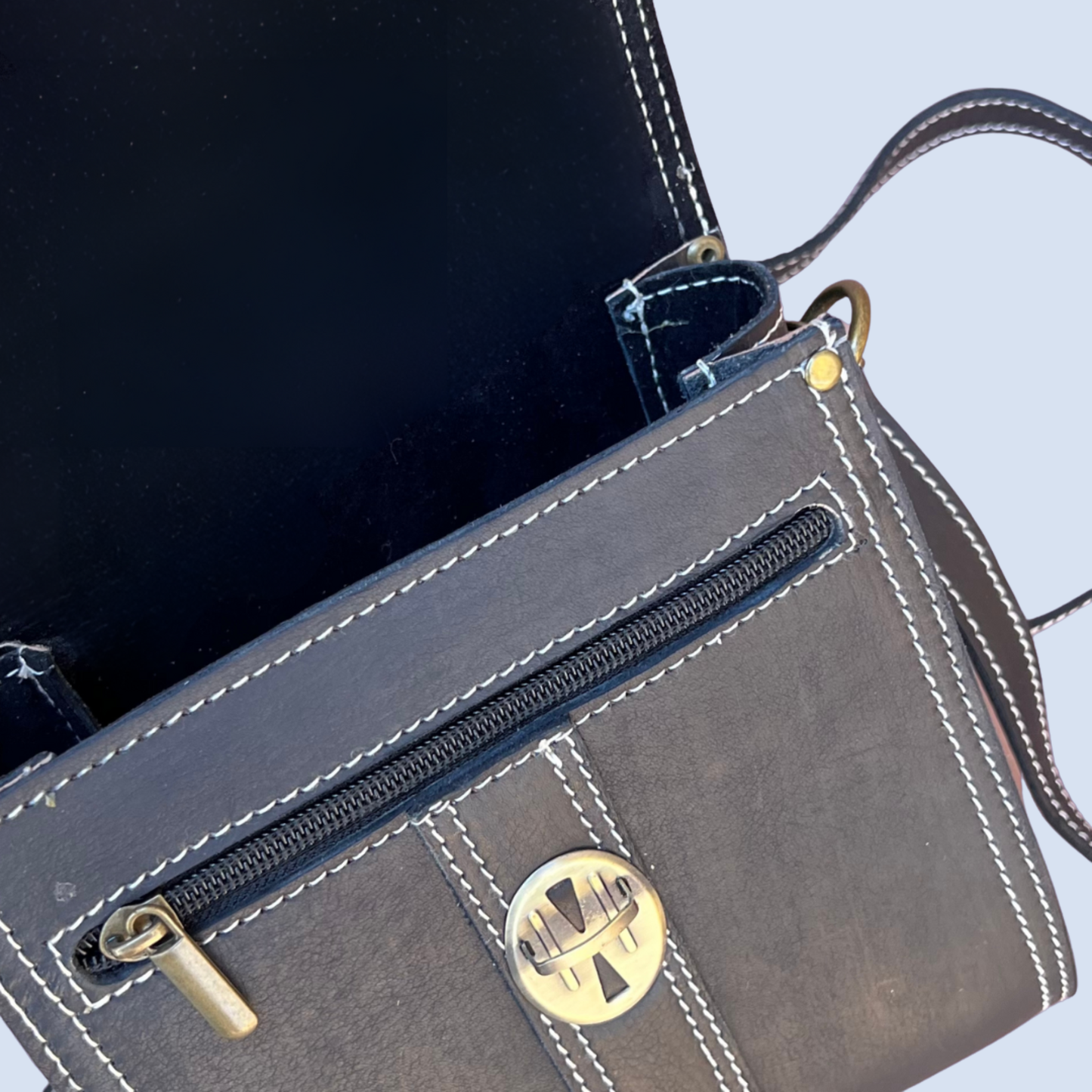 Leather Mini Crossbody (Black)