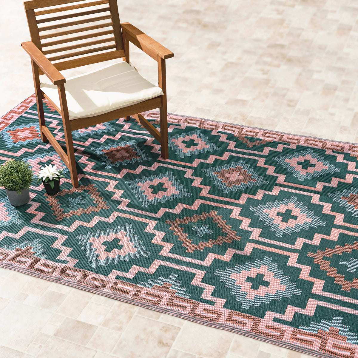 Lhasa - Green Geometric Outdoor Rug for Patio