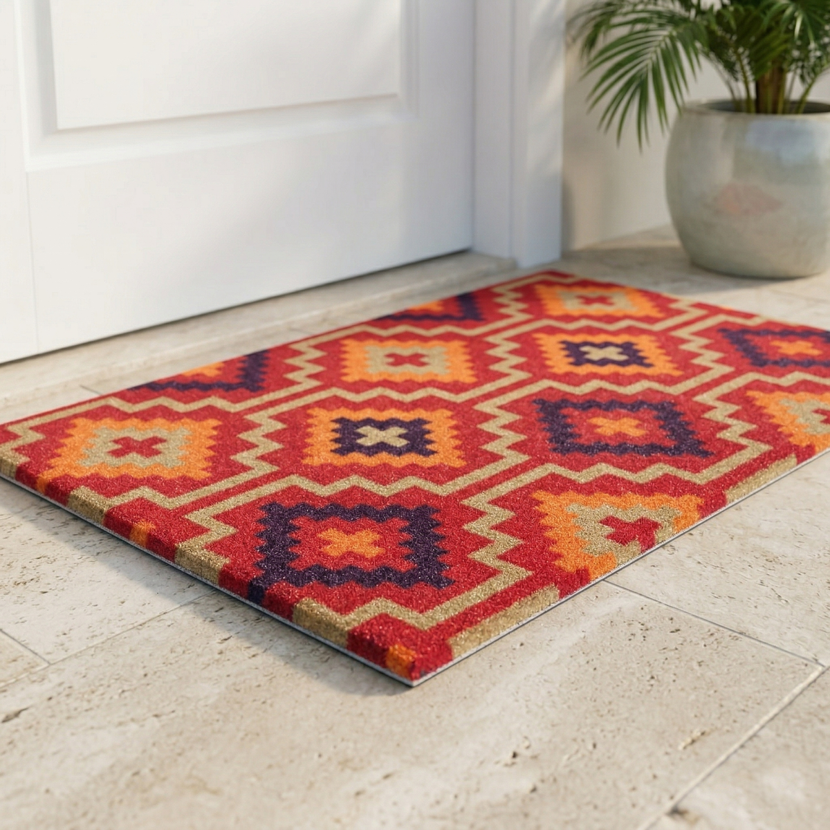 Lhasa Kilim - Red Coir Doormat