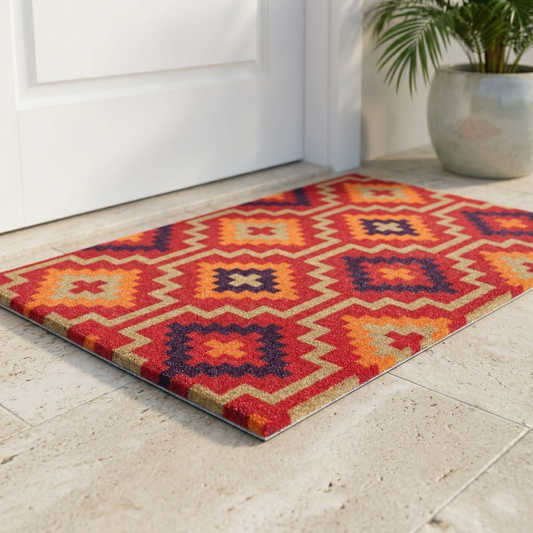 Lhasa Orange & Violet Outdoor Nylon Doormat - 18" x 30"