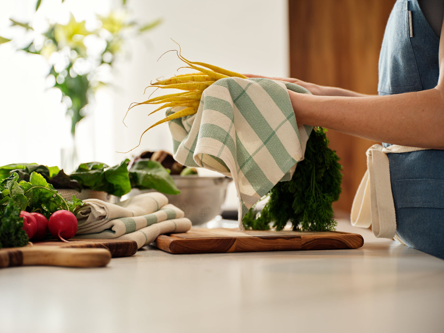 Kitchen Towels, Set of 4 - Cotton Flat Weave Set
