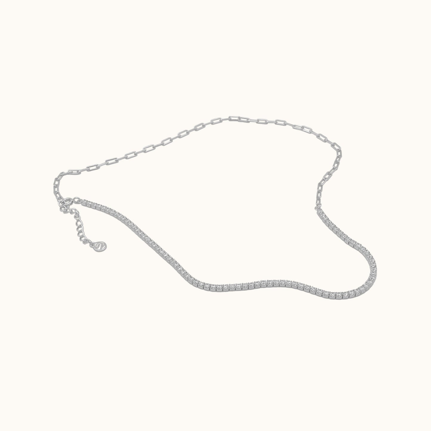 Paperclip Link and CZ Chain Necklace