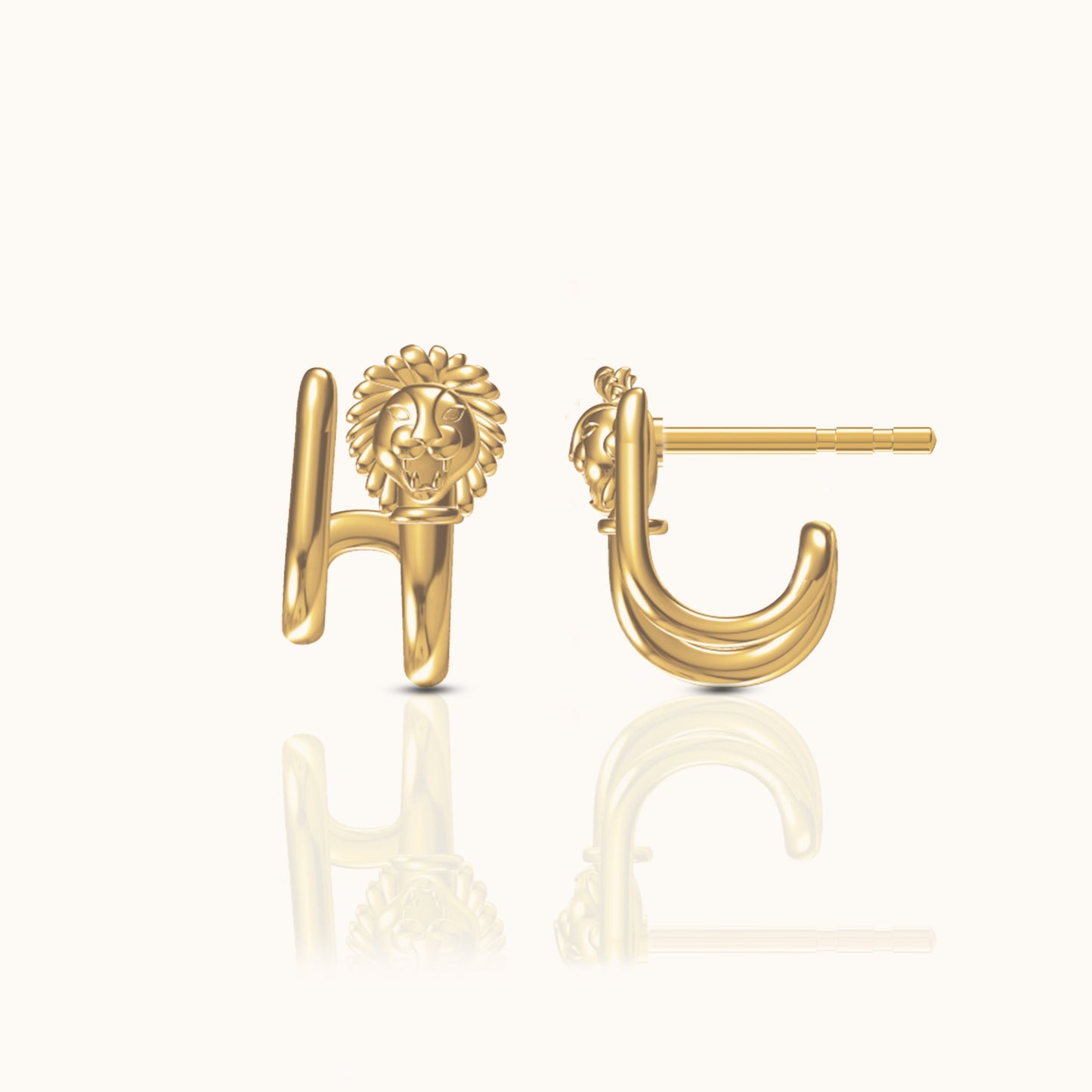 Lion Head Byzantine Stud Earrings