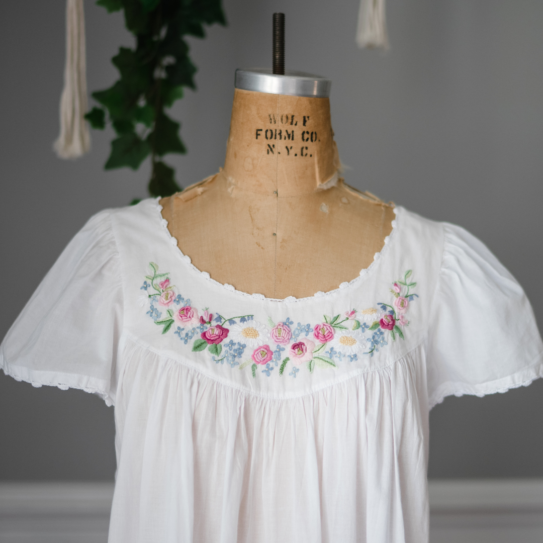 Cap Sleeve Nightgown - Pink Rosebud