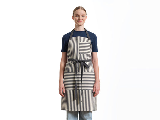 Bib Apron with Pockets - Striped