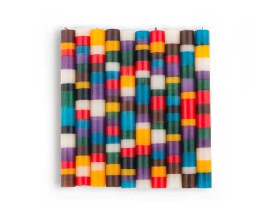 Memphis Stripe Painted Candles
