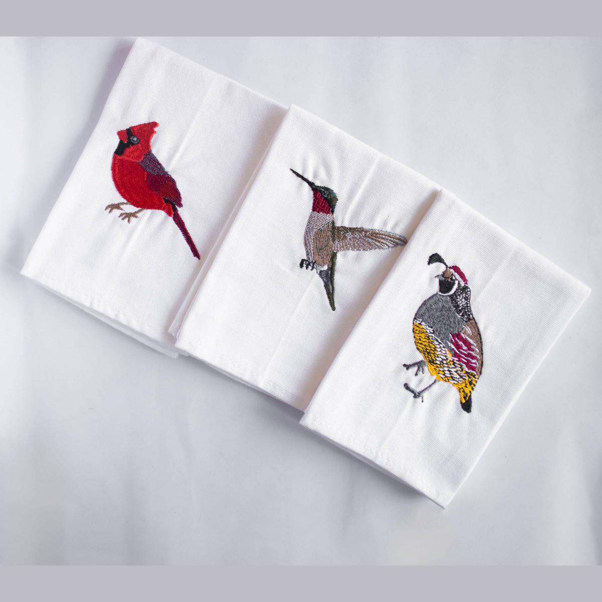 Hummingbird embroidered machine washable cotton cloth napkin