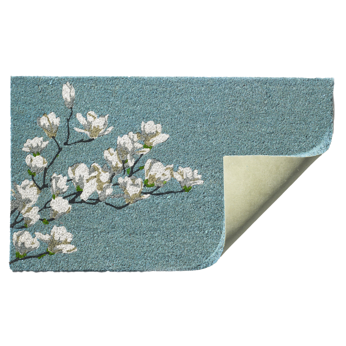 Magnolia Branch - Blue Coir Doormat